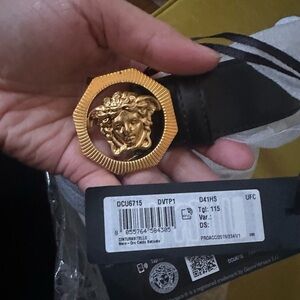 Versace Medusa Black and Gold Belt